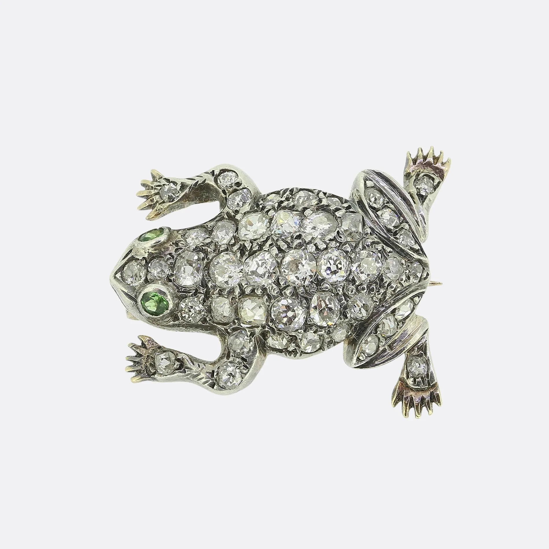 Victorian Emerald and Diamond Frog Brooch