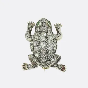 Victorian Emerald and Diamond Frog Brooch