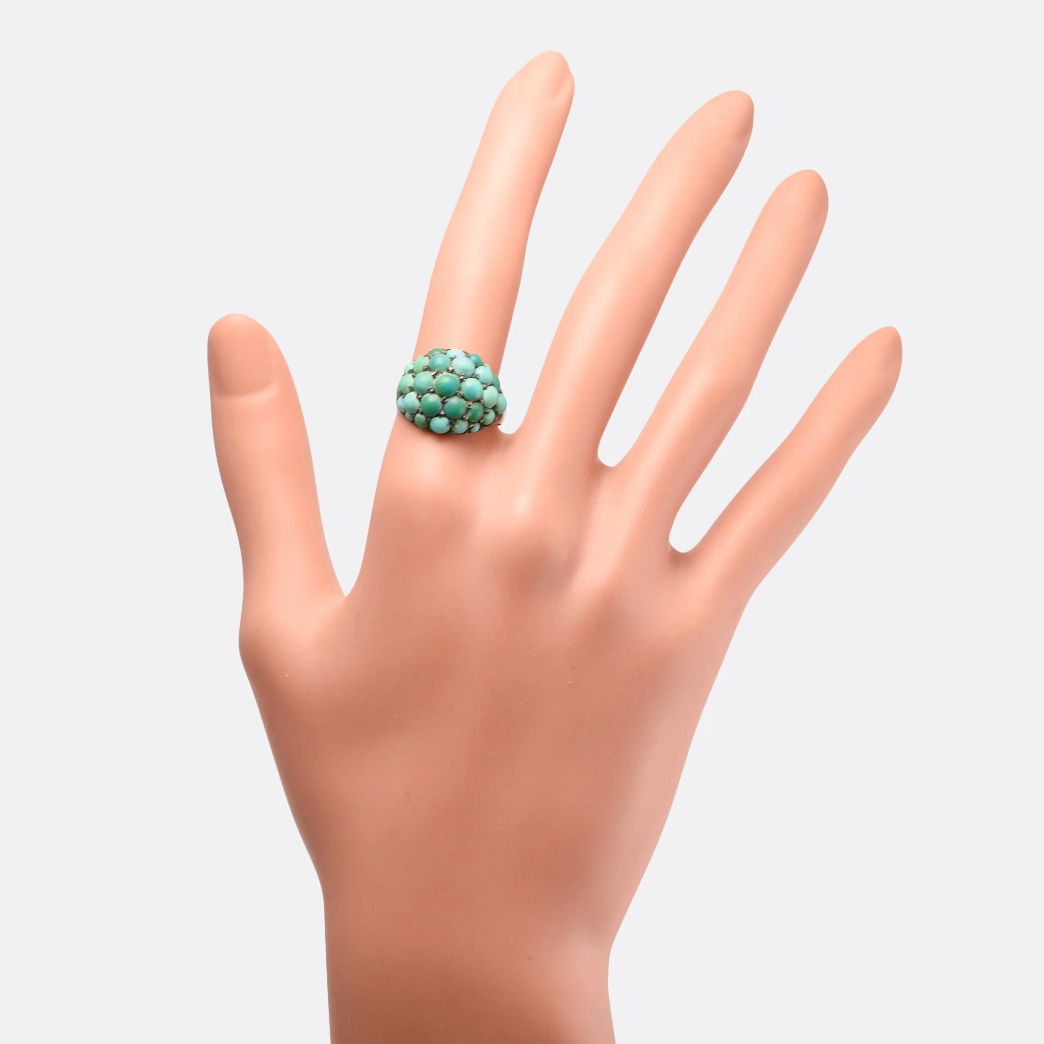 Victorian Pavé Turquoise Bombé Ring