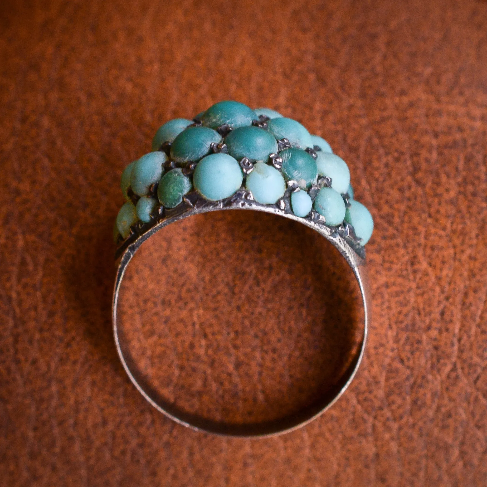 Victorian Pavé Turquoise Bombé Ring