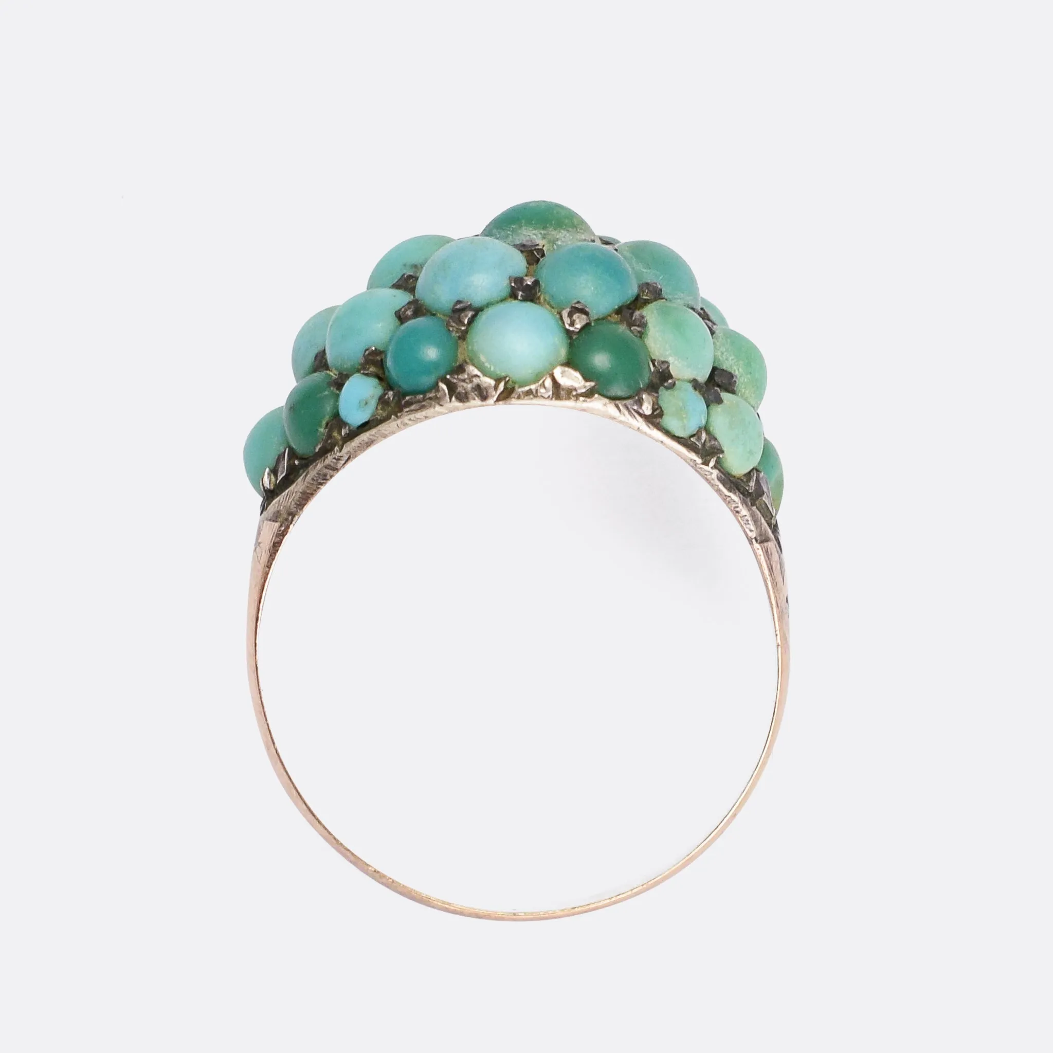 Victorian Pavé Turquoise Bombé Ring