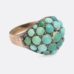 Victorian Pavé Turquoise Bombé Ring