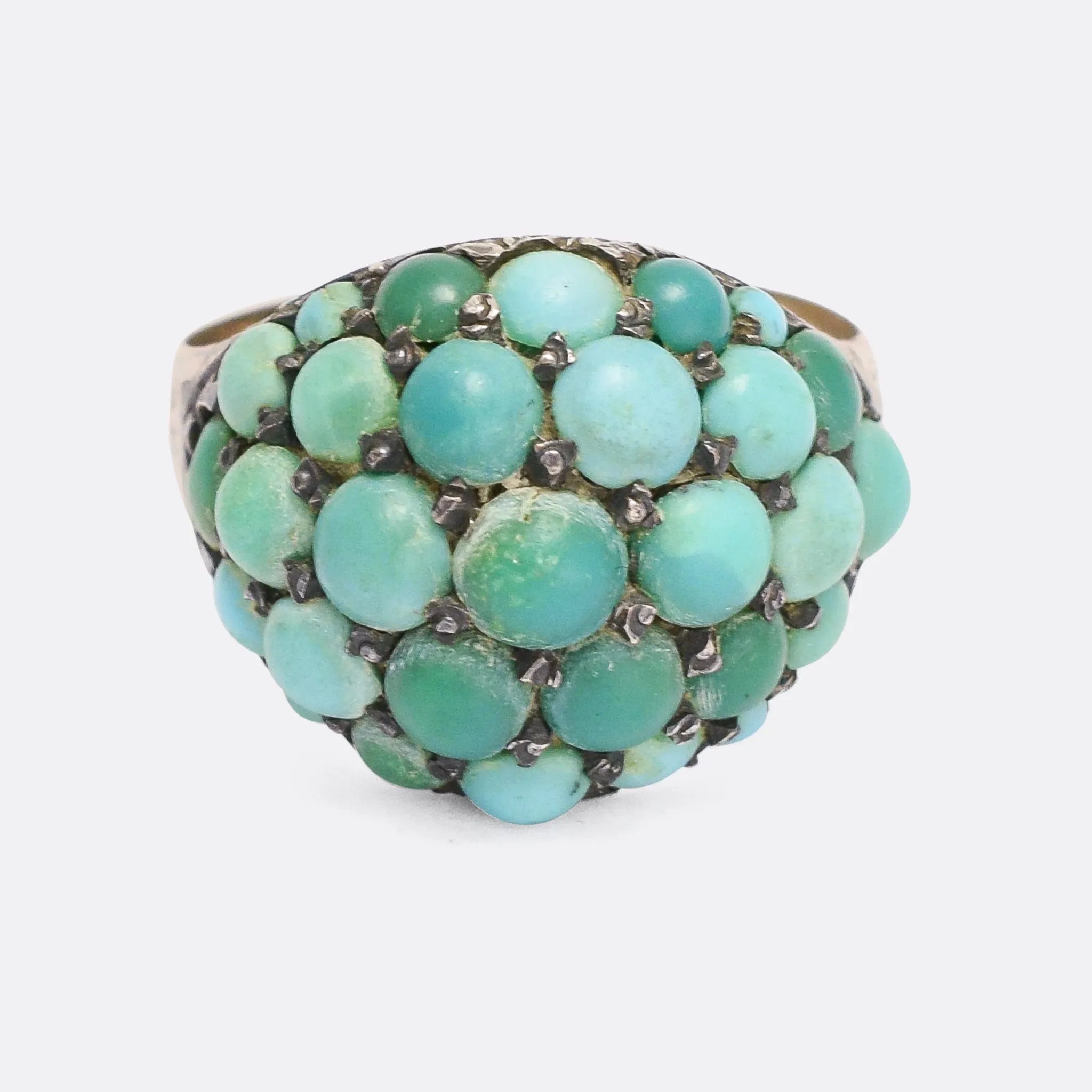 Victorian Pavé Turquoise Bombé Ring