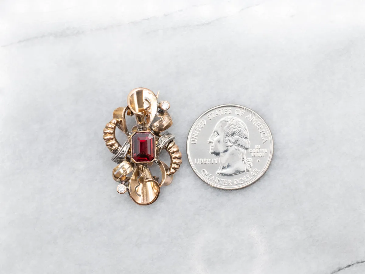Victorian Revival Garnet and Diamond Brooch