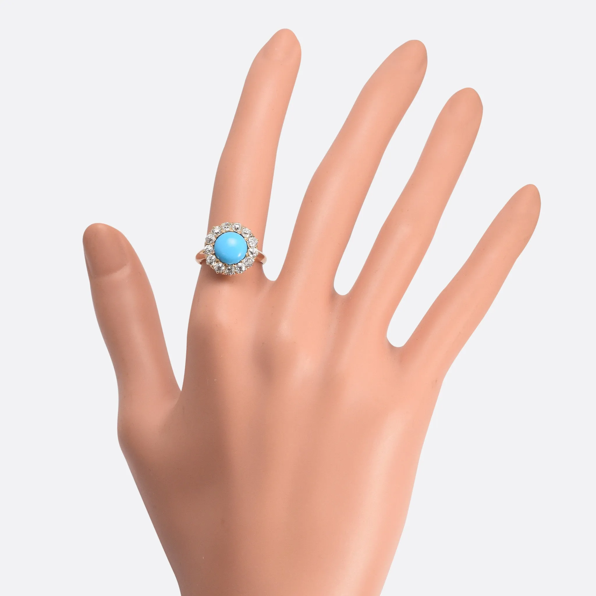 Victorian Turquoise & Diamond Cluster Ring