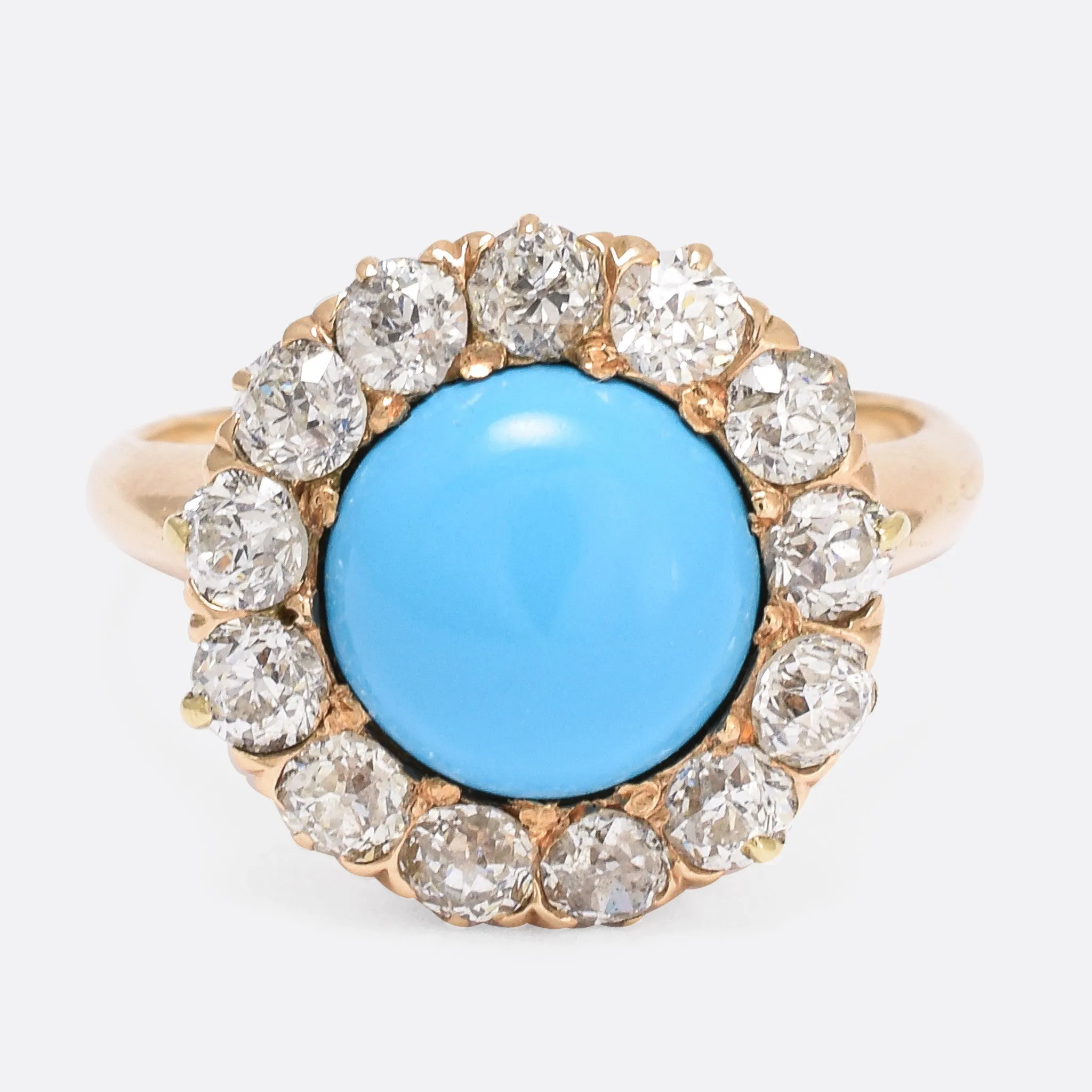 Victorian Turquoise & Diamond Cluster Ring