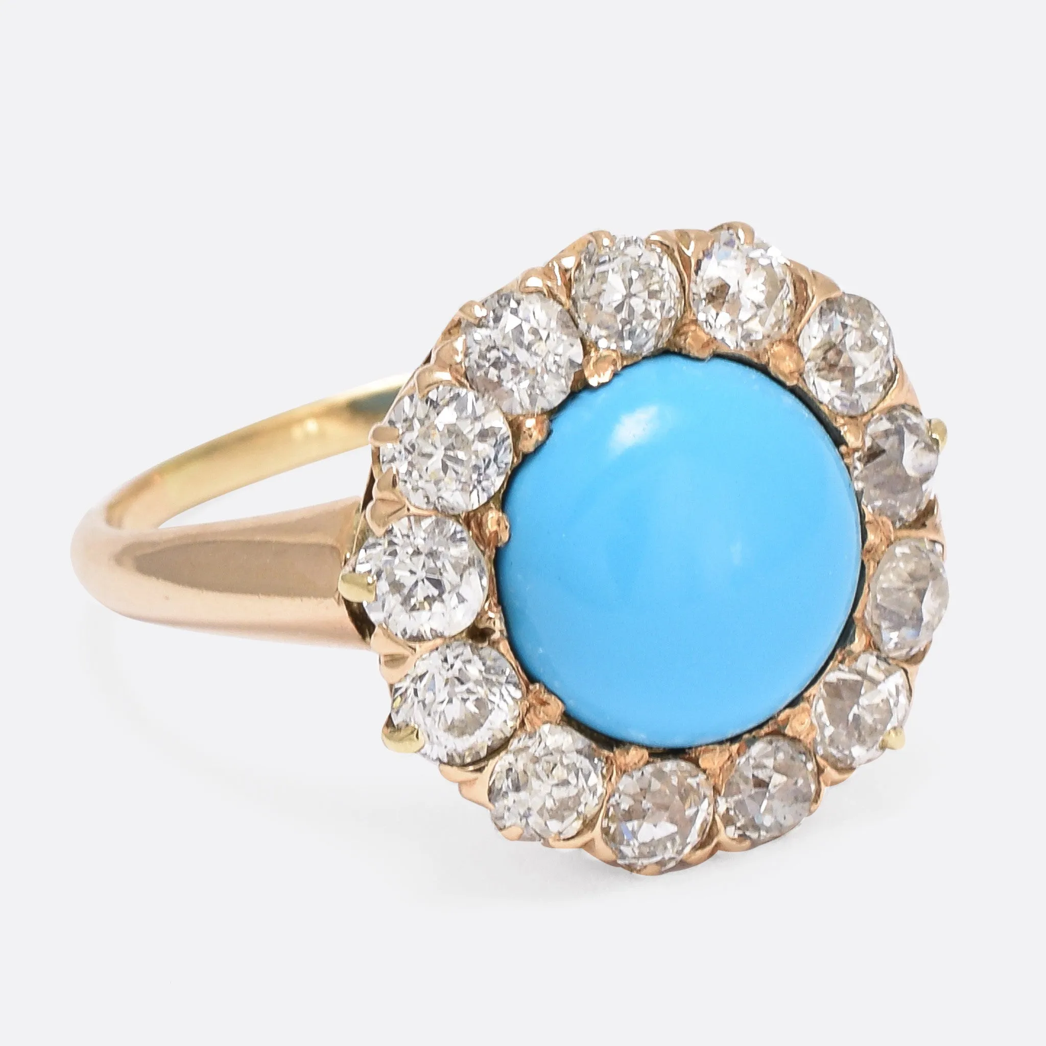 Victorian Turquoise & Diamond Cluster Ring