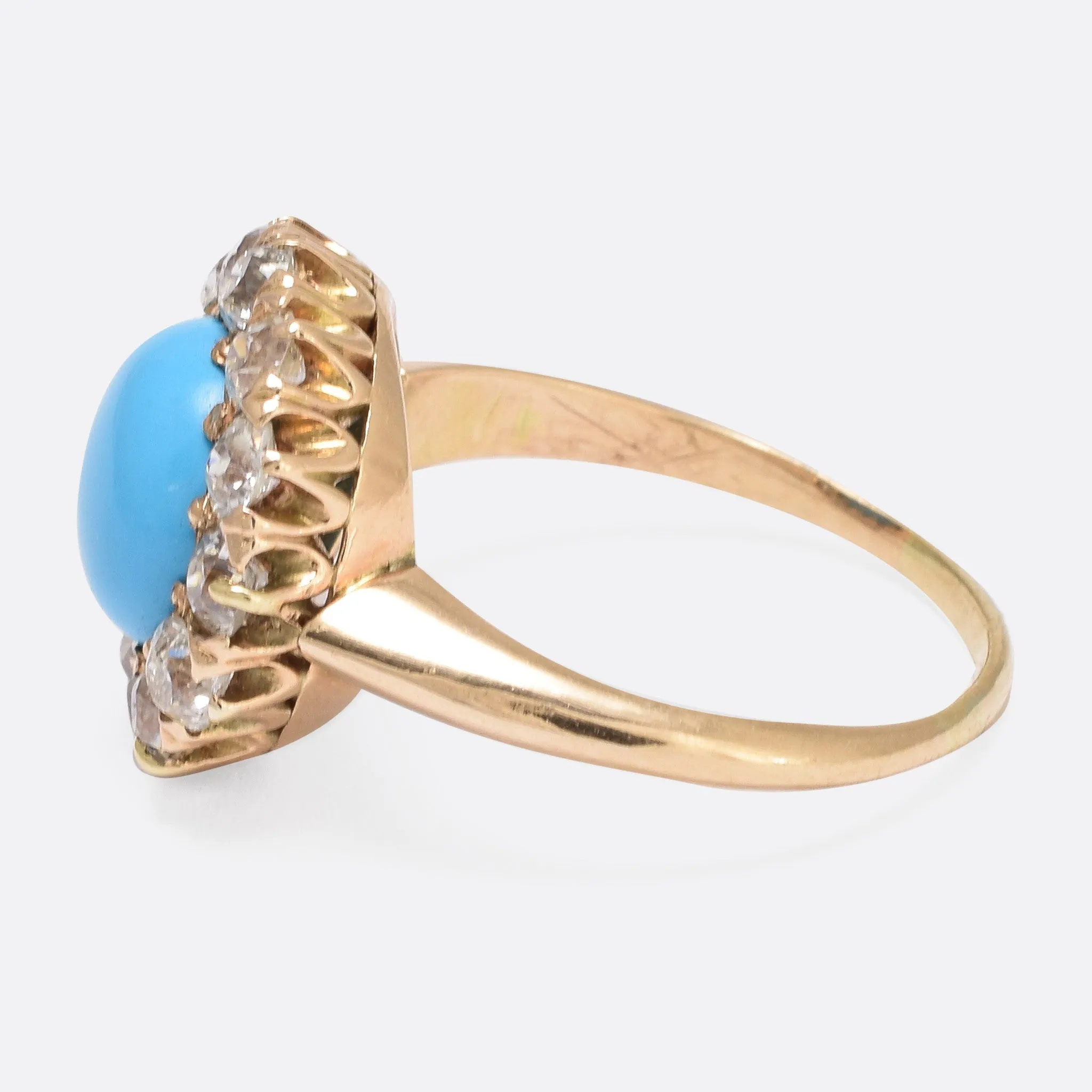 Victorian Turquoise & Diamond Cluster Ring