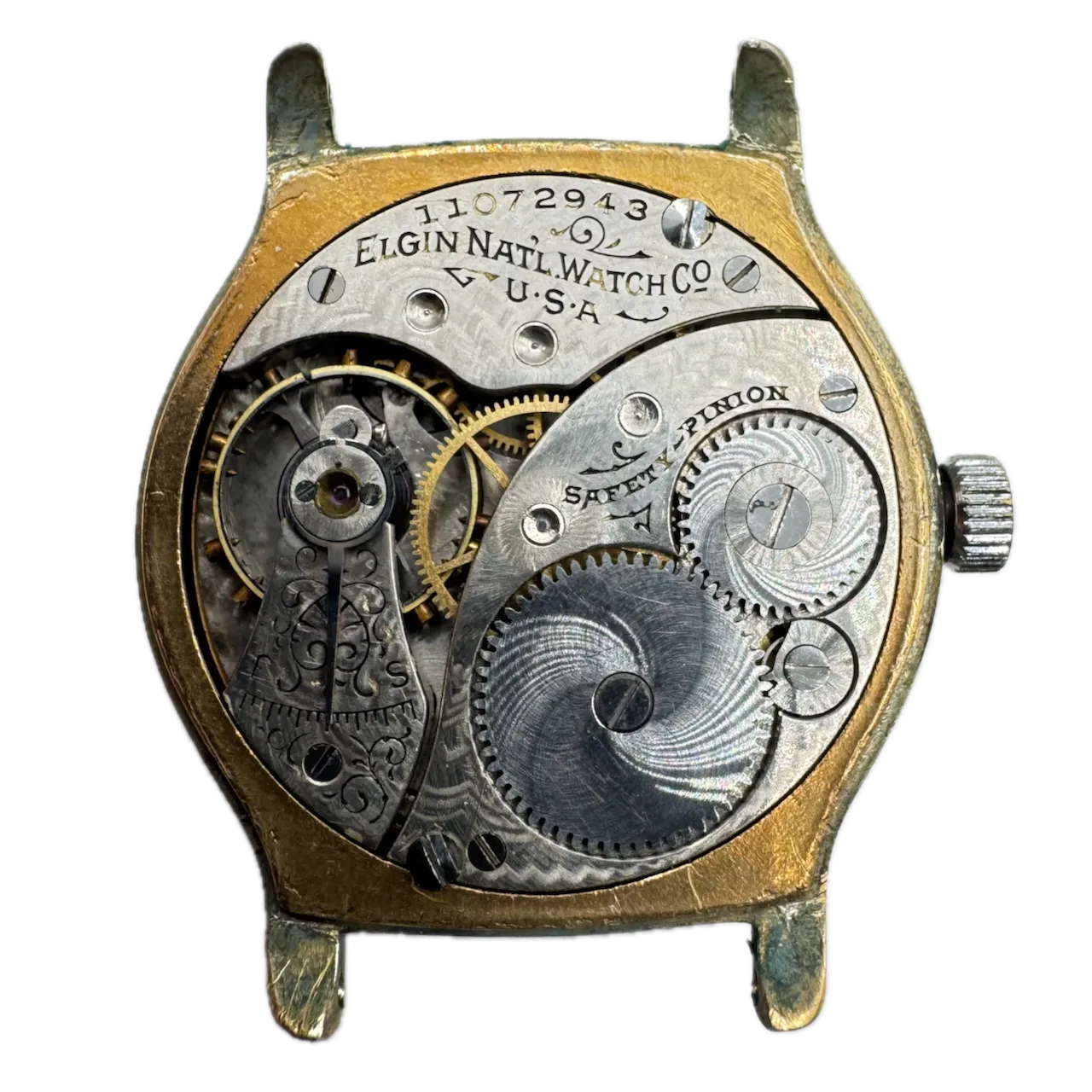 Vintage 32mm Elgin Art Deco Men's Mechanical Wristwatch 320 USA Gold Tone