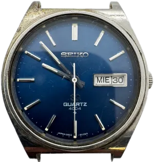 Vintage 36mm Seiko 0903-8089 SQ Blue 4004 Men's Quartz Wristwatch Japan Steel