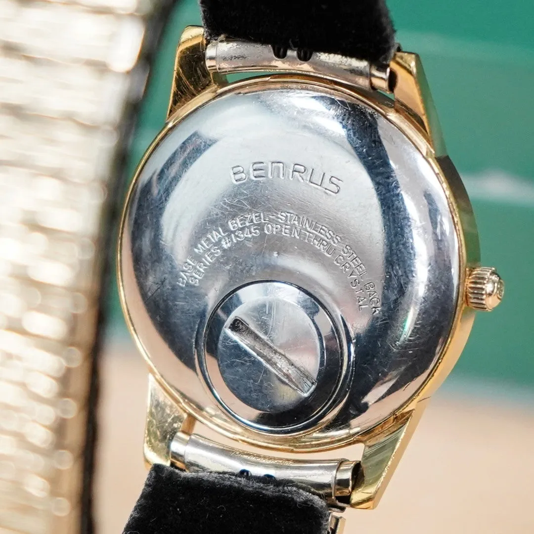 Vintage BENRUS Electronic Technipower Watch Date Indicator Swiss Made Wristwatch