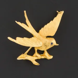 Vintage Bird Brooch of 14k Gold