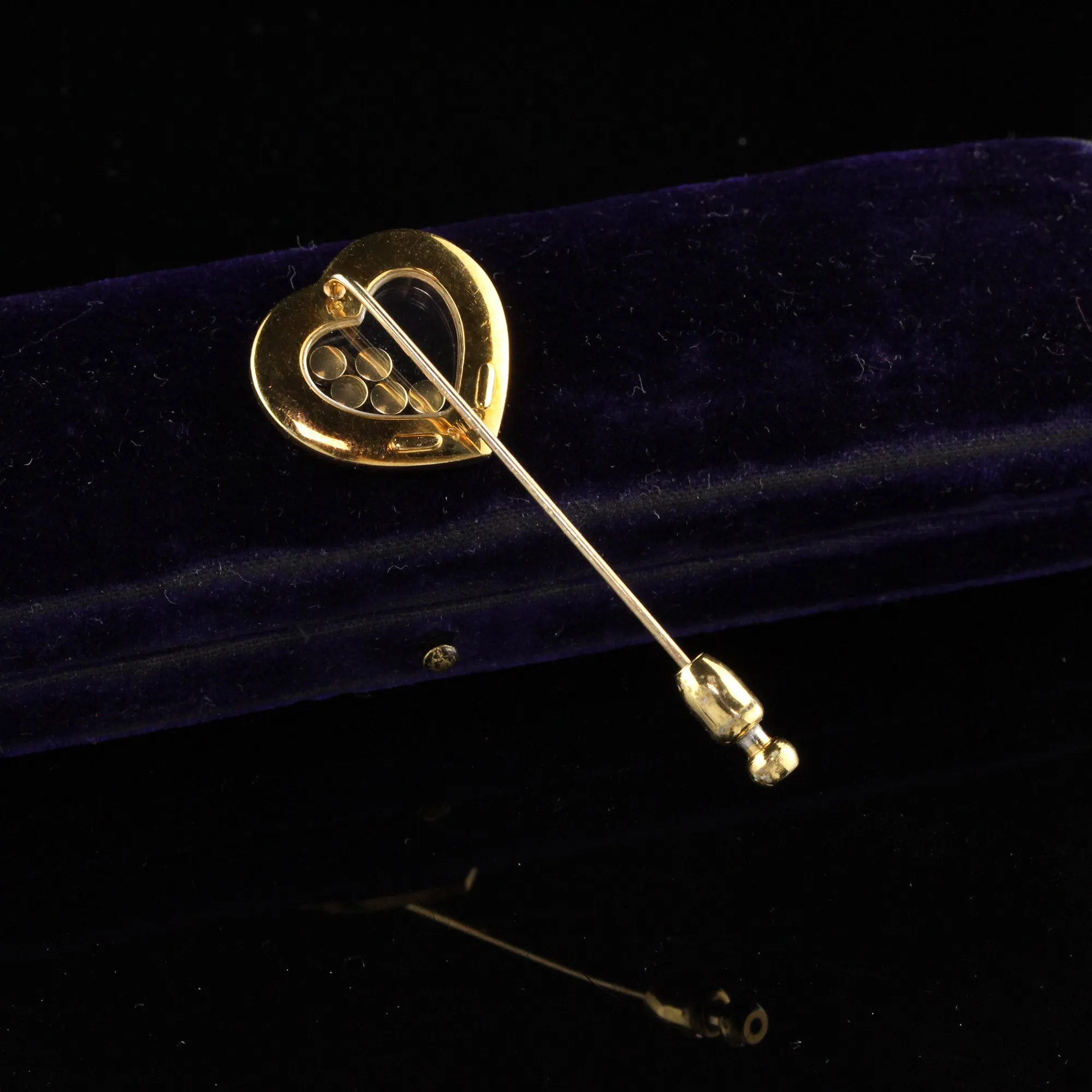 Vintage Chopard 18K Yellow Gold Happy Diamonds Heart Stick Pin