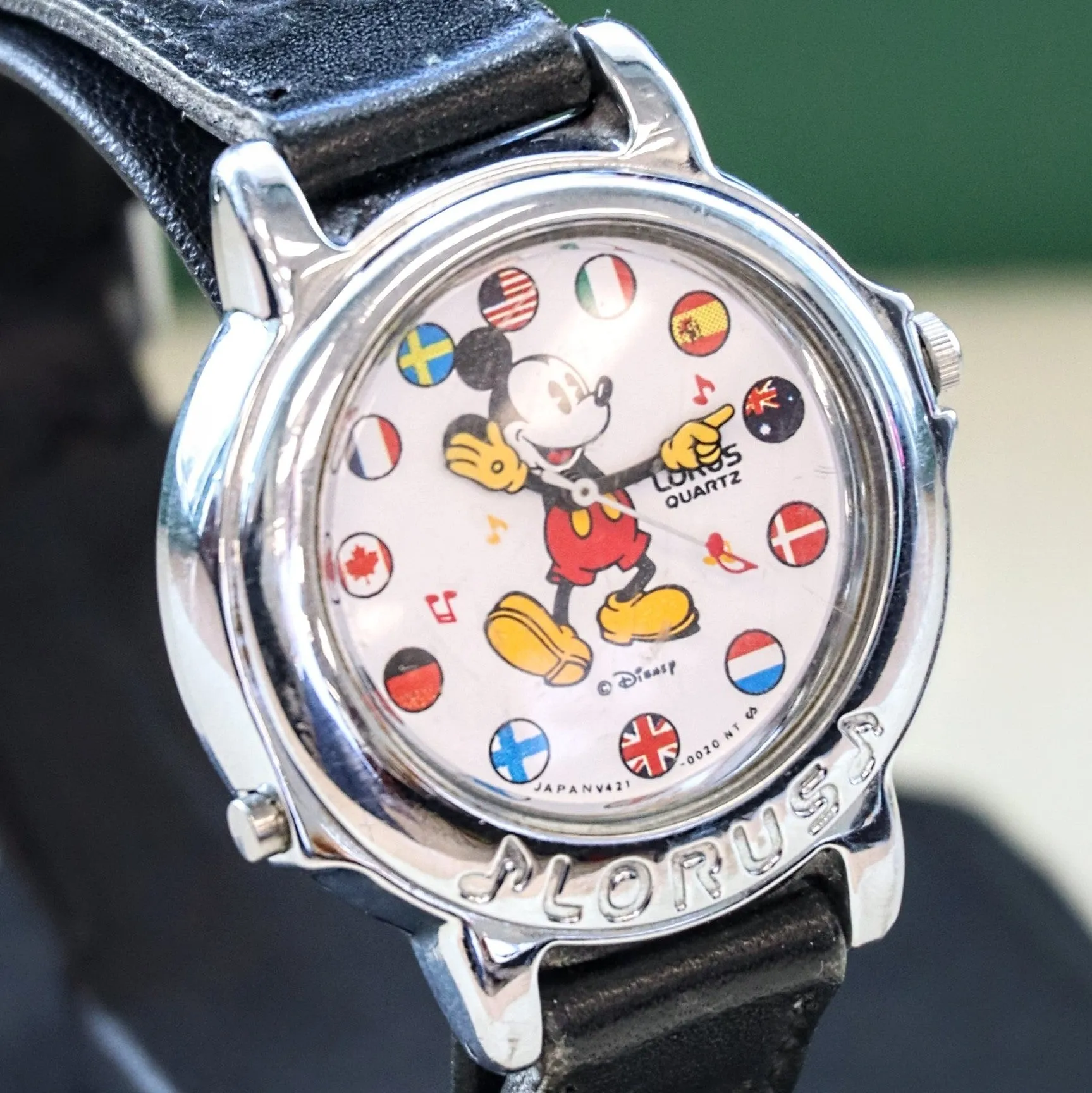 Vintage Disney Musical Mickey Mouse Wristwatch Animated Hands LORUS Watch Collectible