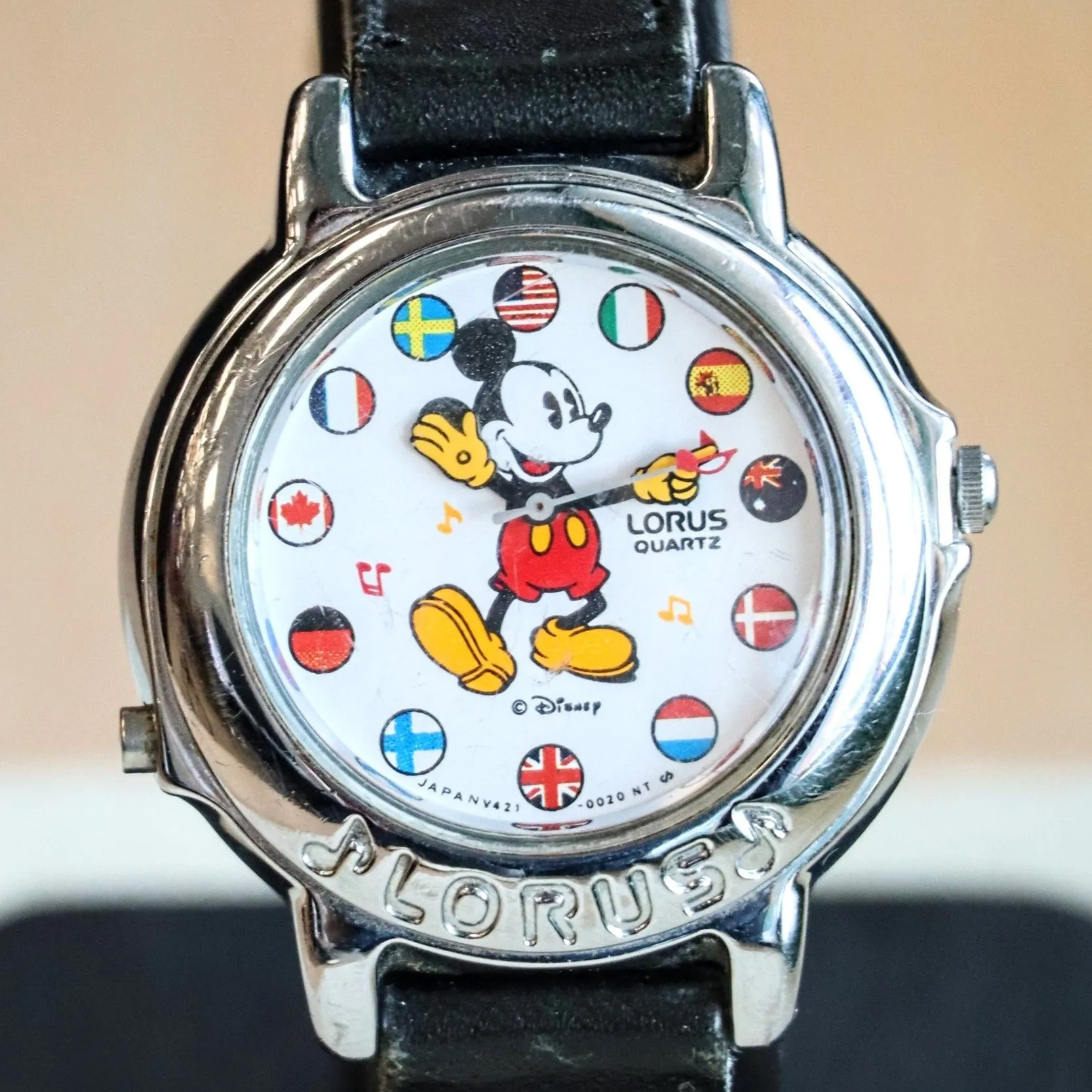 Vintage Disney Musical Mickey Mouse Wristwatch Animated Hands LORUS Watch Collectible