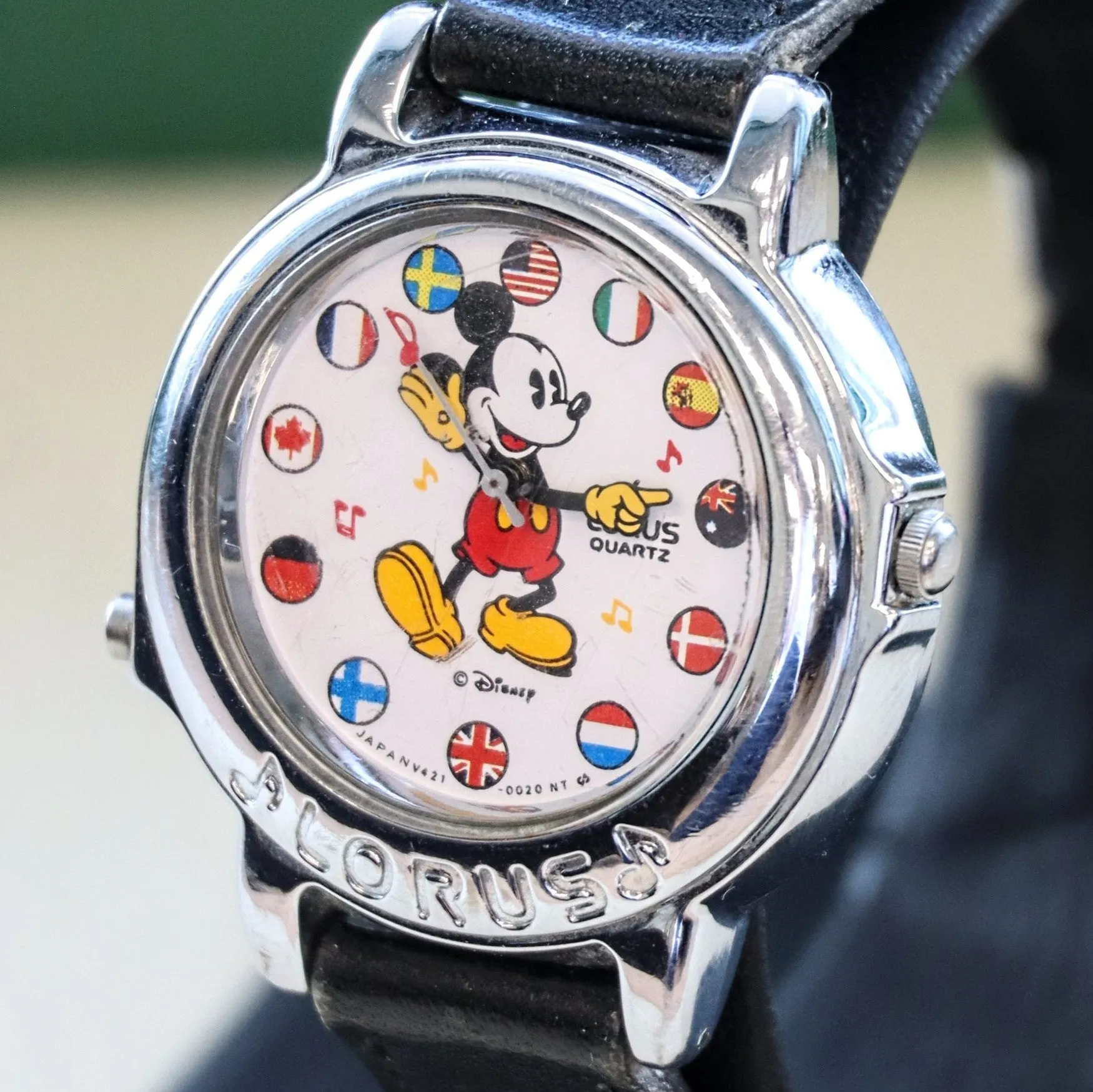 Vintage Disney Musical Mickey Mouse Wristwatch Animated Hands LORUS Watch Collectible