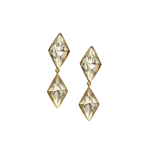 Vintage Double Diamond Drop Clip Earrings