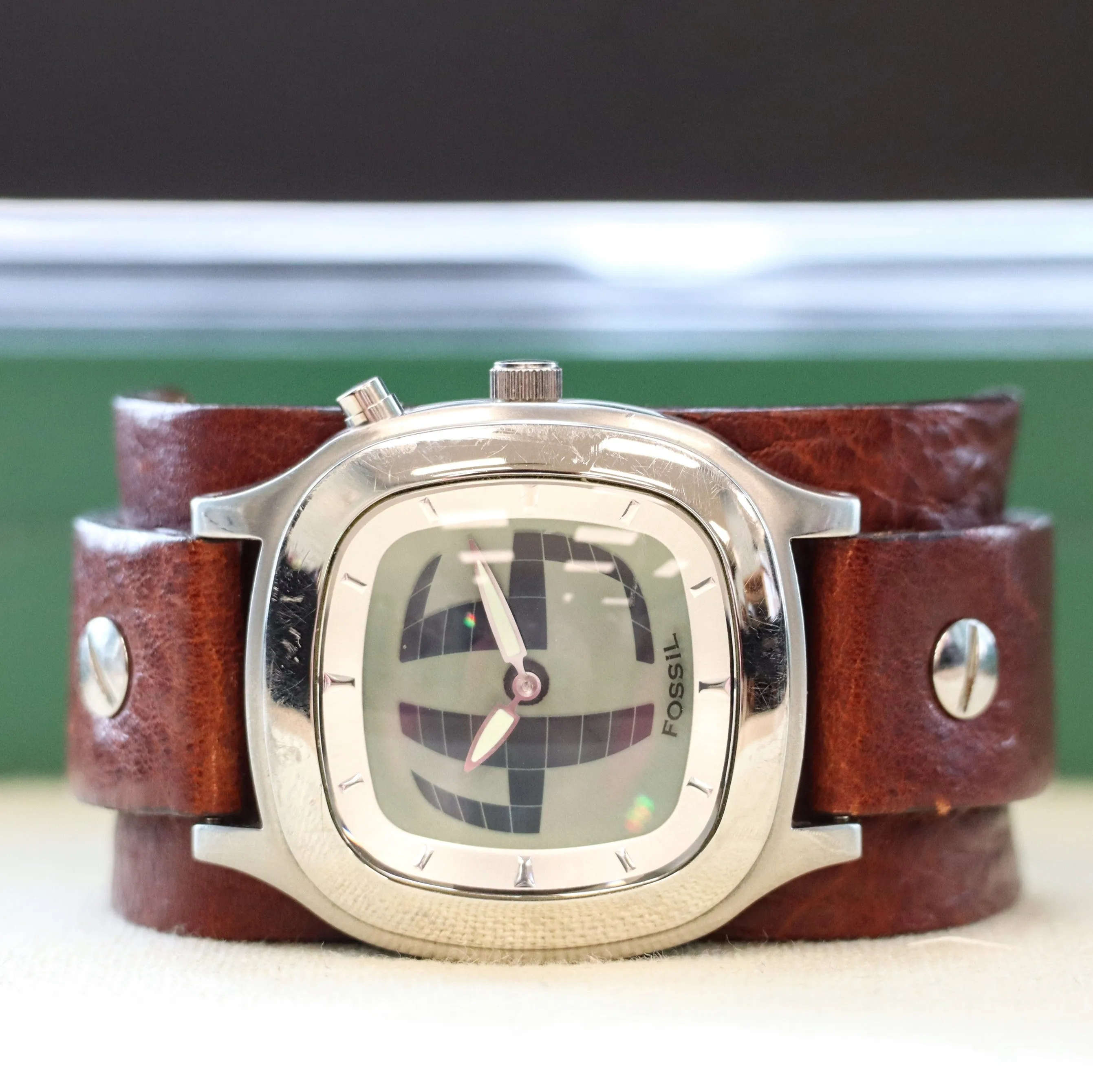 Vintage FOSSIL BIG TIC Digital/Analog Watch Ref. JR-8123 39mm Wristwatch - In box!