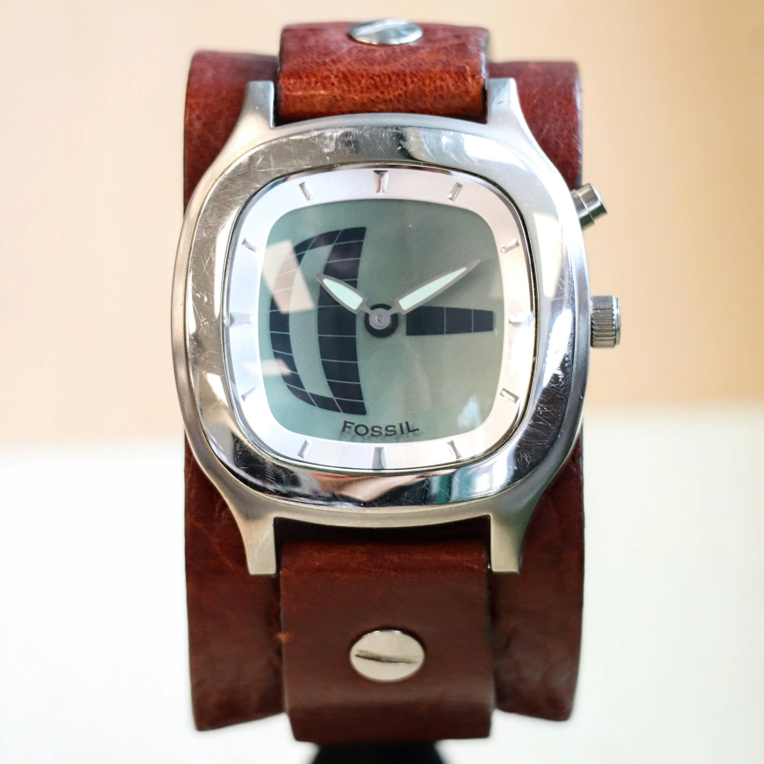 Vintage FOSSIL BIG TIC Digital/Analog Watch Ref. JR-8123 39mm Wristwatch - In box!