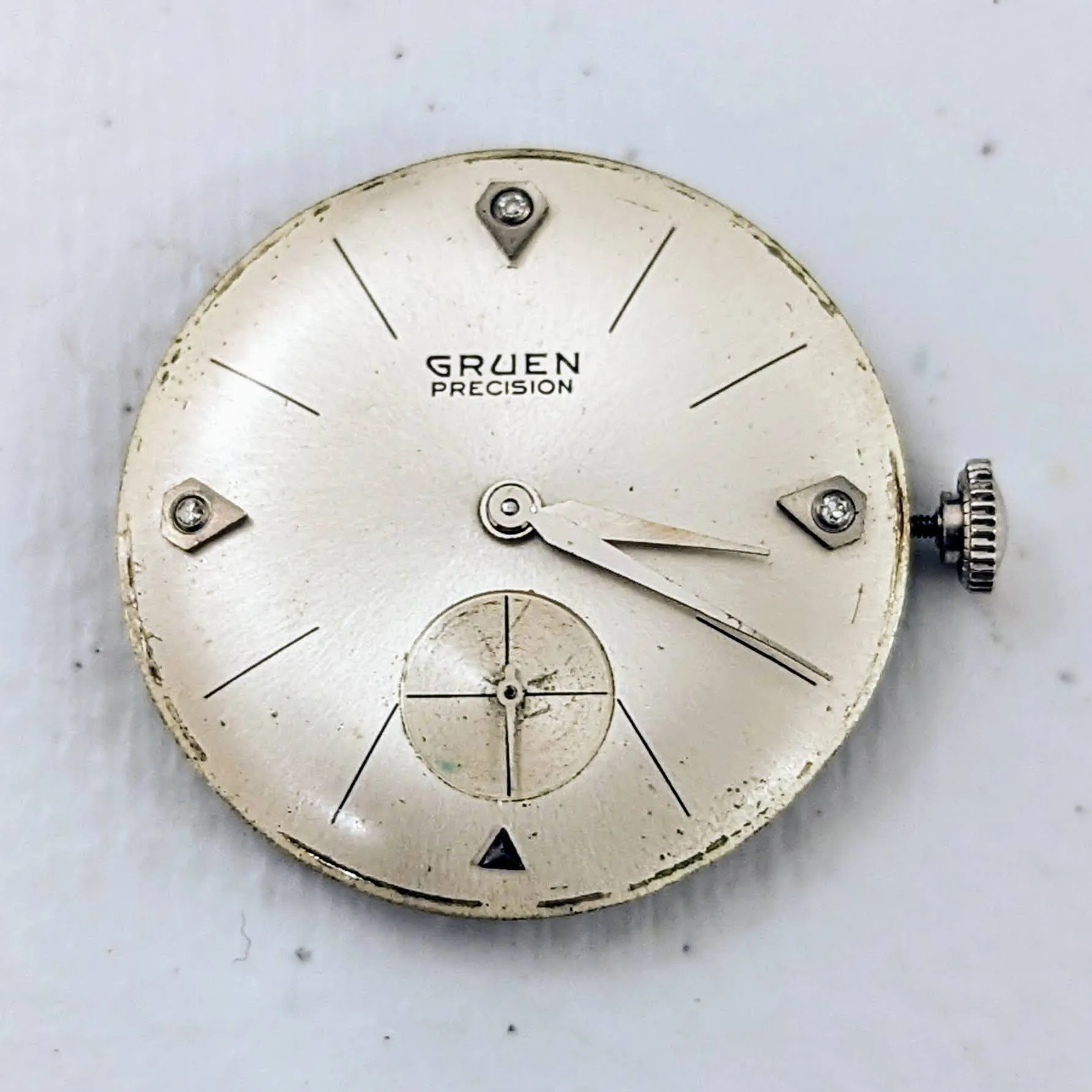 Vintage GRUEN Precision Diamond Dial Watch Cal. 510 Wristwatch in Display Box!