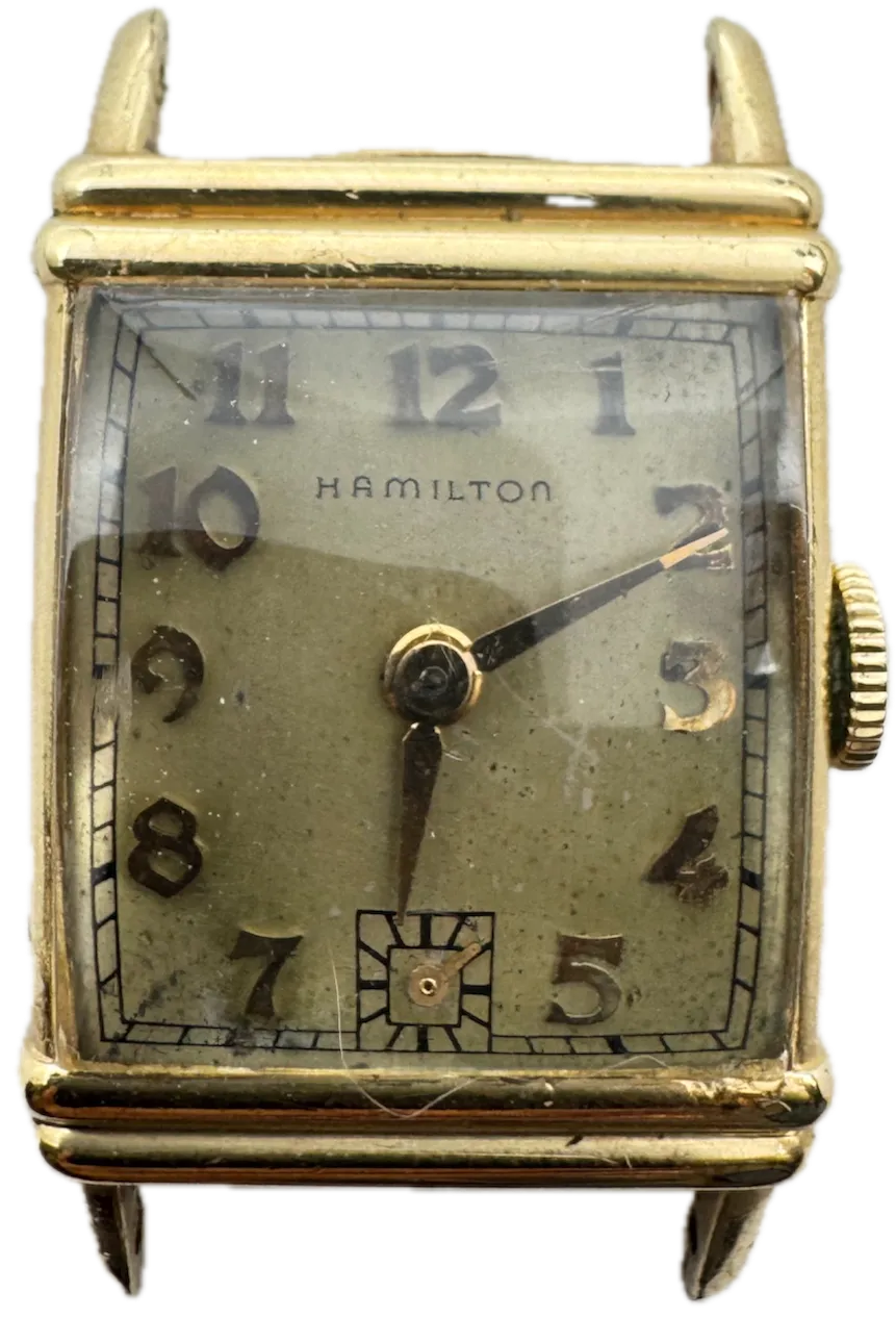 Vintage Hamilton Rectangular Men's Mechanical Wristwatch 982 USA 14k GF