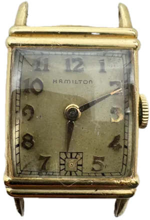Vintage Hamilton Rectangular Men's Mechanical Wristwatch 982 USA 14k GF