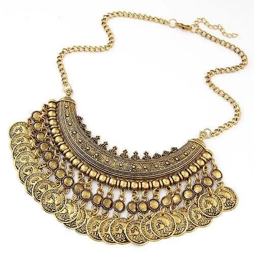Vintage Maxi Statement Necklaces & Pendants Bohemian Coin Necklace Women Female Choker Collier Femme Boho Jewelry Bijoux