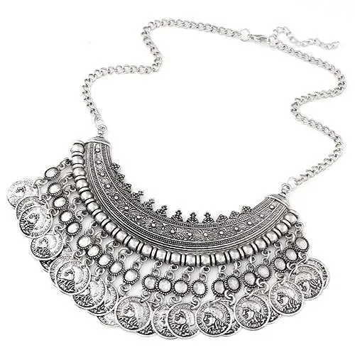 Vintage Maxi Statement Necklaces & Pendants Bohemian Coin Necklace Women Female Choker Collier Femme Boho Jewelry Bijoux
