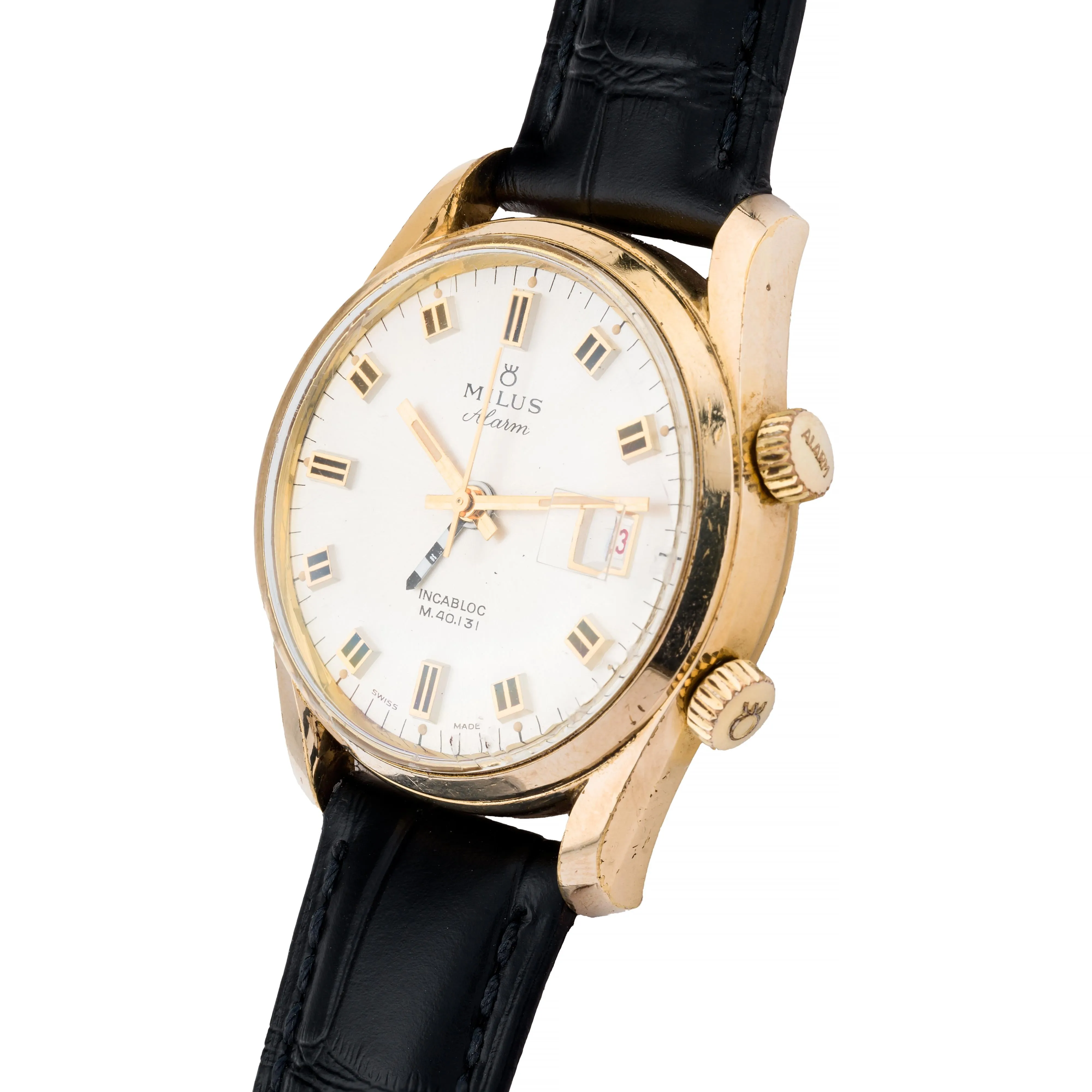 Vintage Milus Bombe Lug Alarm Wrist Watch Circa 1960's
