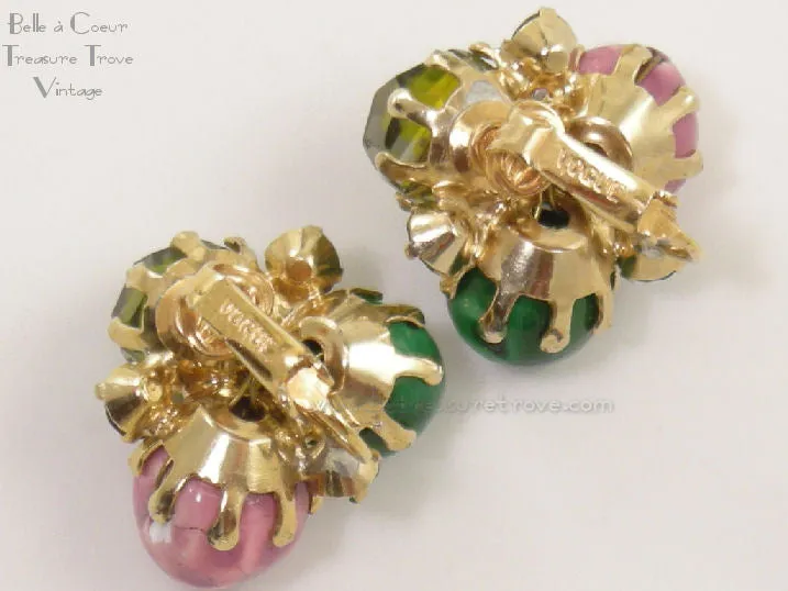 Vintage Multi Strand Bead Necklace and Earring Demi Parure Set Signed Vogue
