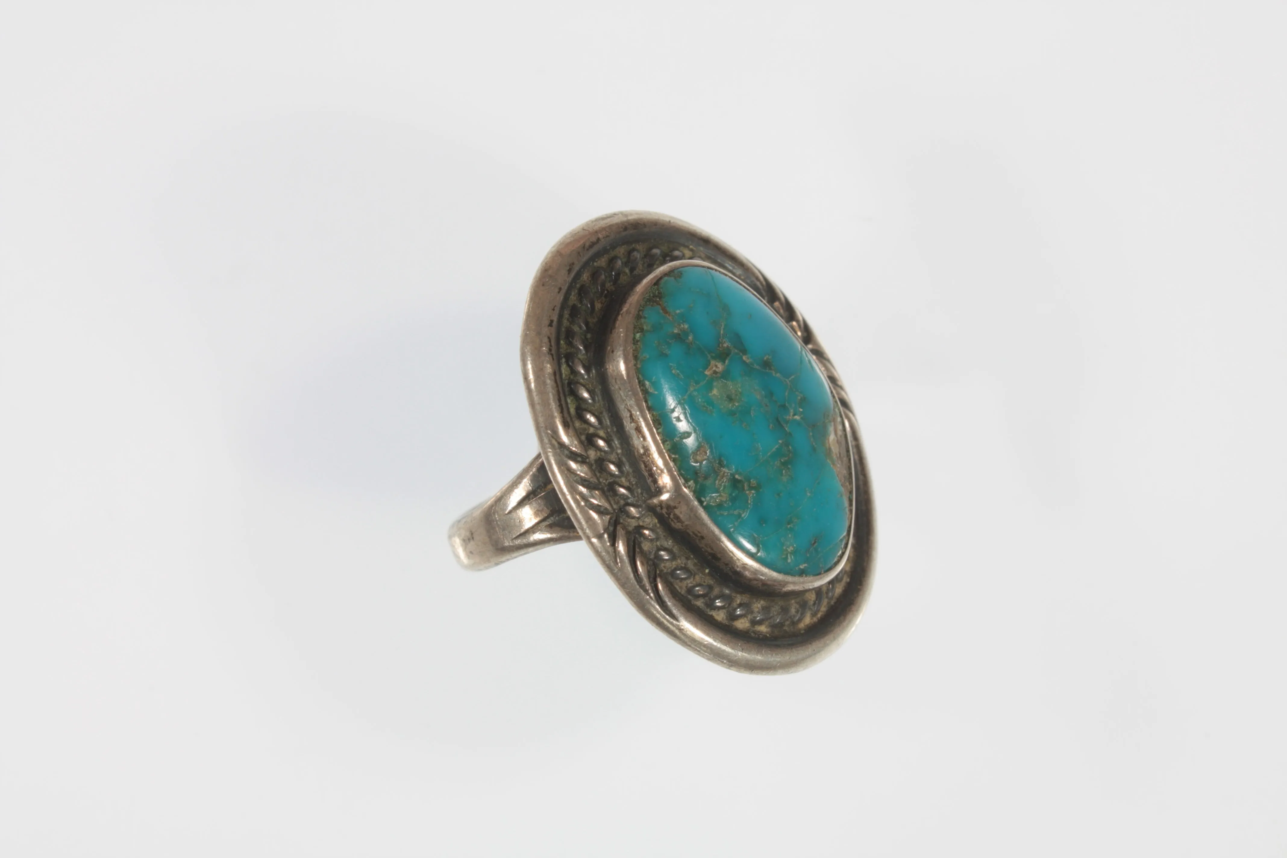 Vintage Navajo Sterling Silver Turquoise Ring Sz 6.25