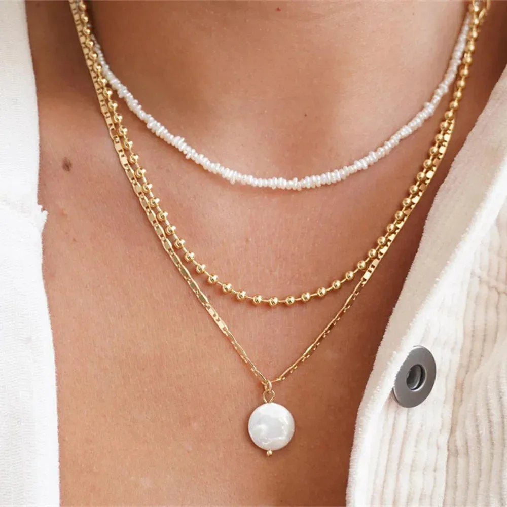 Vintage Punk Gold-plate Thick Chain Head Portrait Coin Pendant Necklace For Women Fashion Multilevel Geometric Hip Hop Jewelry