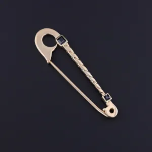 Vintage Sapphire Safety Pin of 12ct Gold