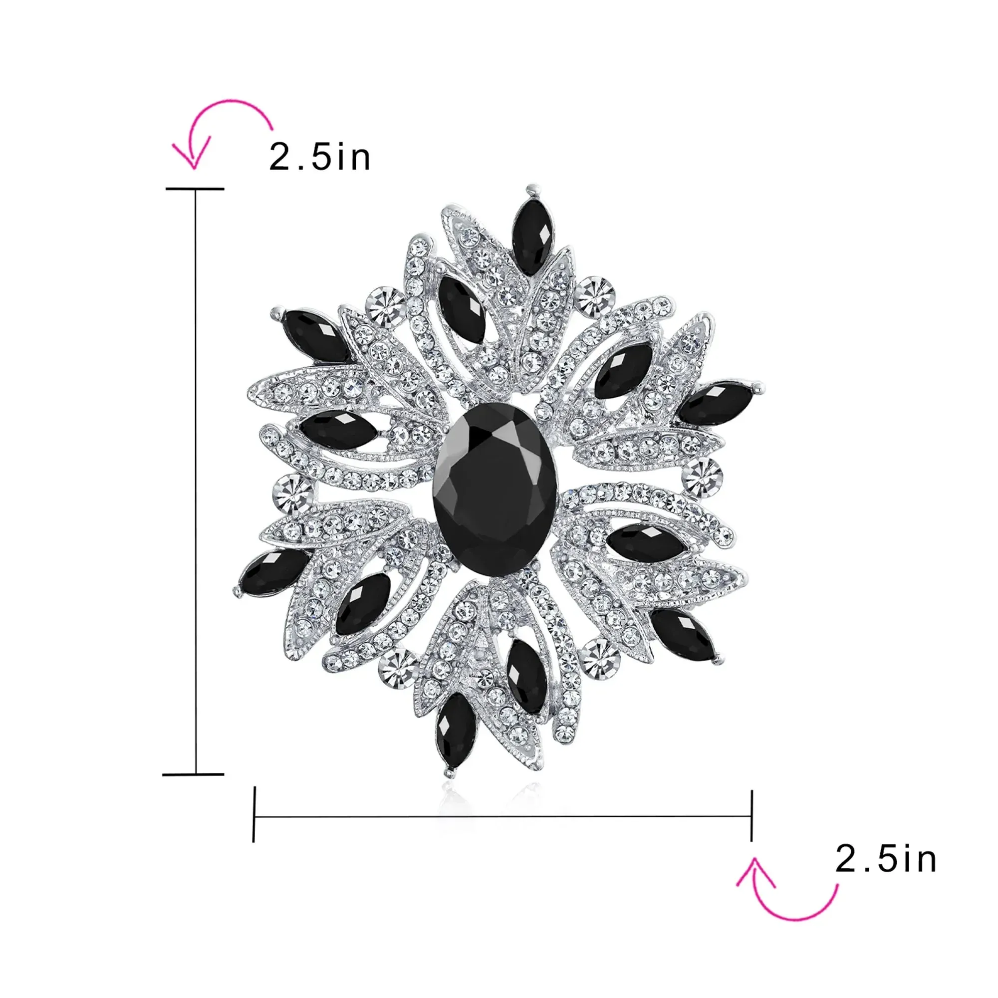 Vintage Style Gemstone Crystal Flower Art Deco Brooche Pin for Scarves