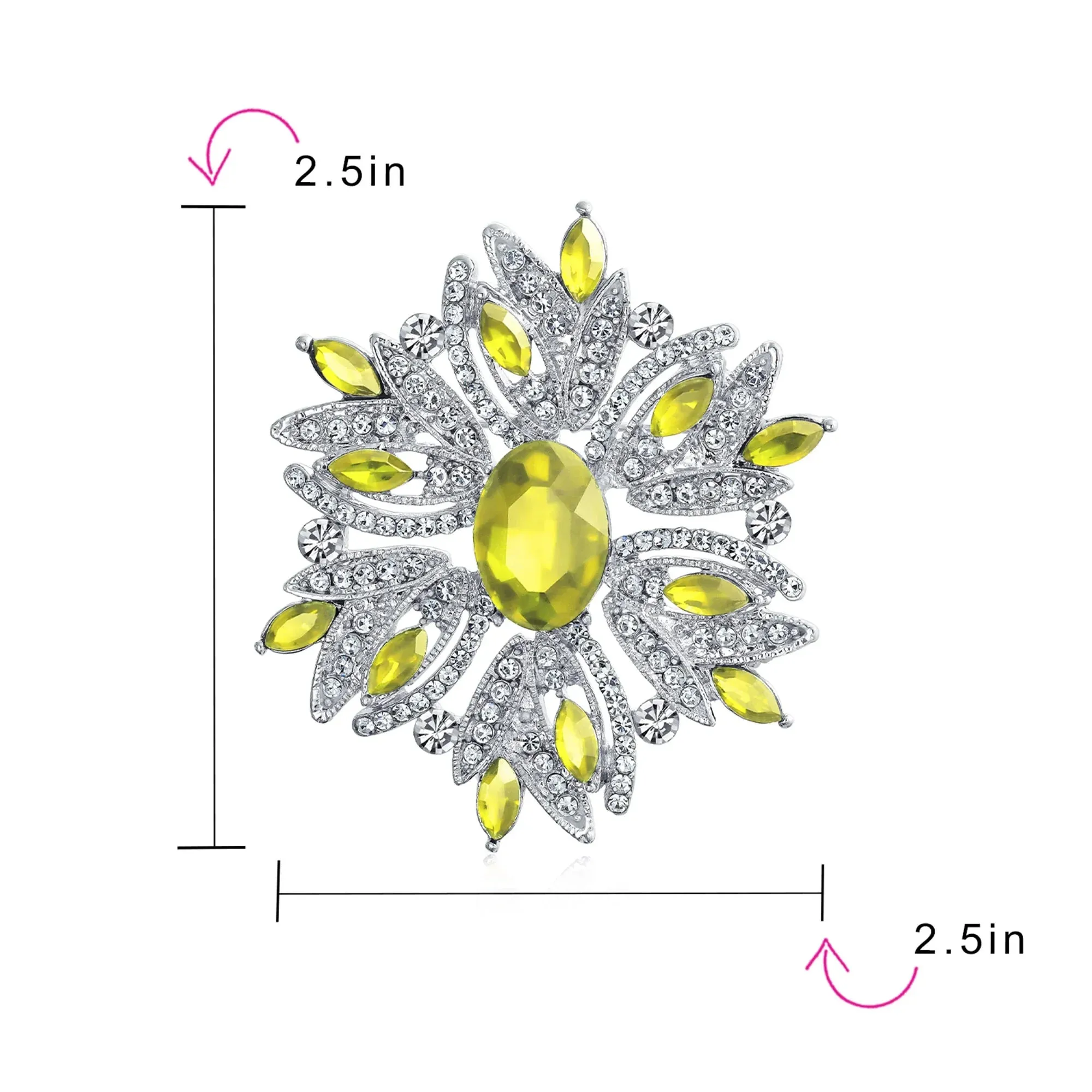 Vintage Style Gemstone Crystal Flower Art Deco Brooche Pin for Scarves
