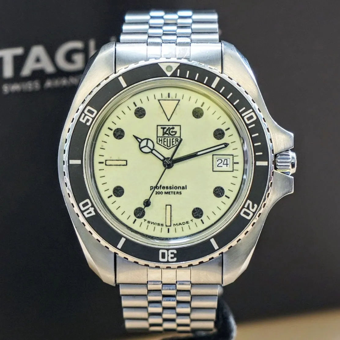 Vintage TAG HUER 1000 Night Diver Watch 42mm 980.032N Jumbo Lume Dial - Original Bracelet - Double Box!