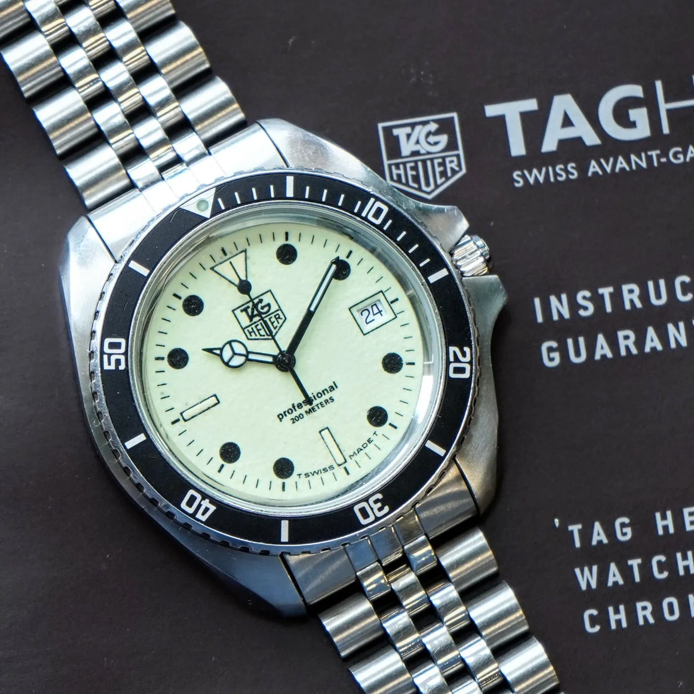 Vintage TAG HUER 1000 Night Diver Watch 42mm 980.032N Jumbo Lume Dial - Original Bracelet - Double Box!