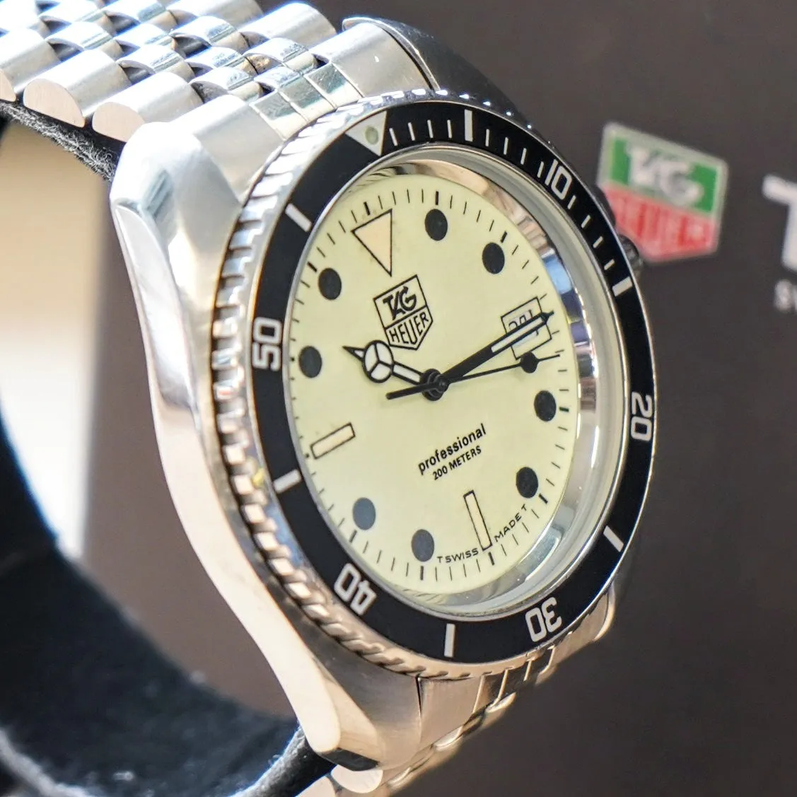Vintage TAG HUER 1000 Night Diver Watch 42mm 980.032N Jumbo Lume Dial - Original Bracelet - Double Box!