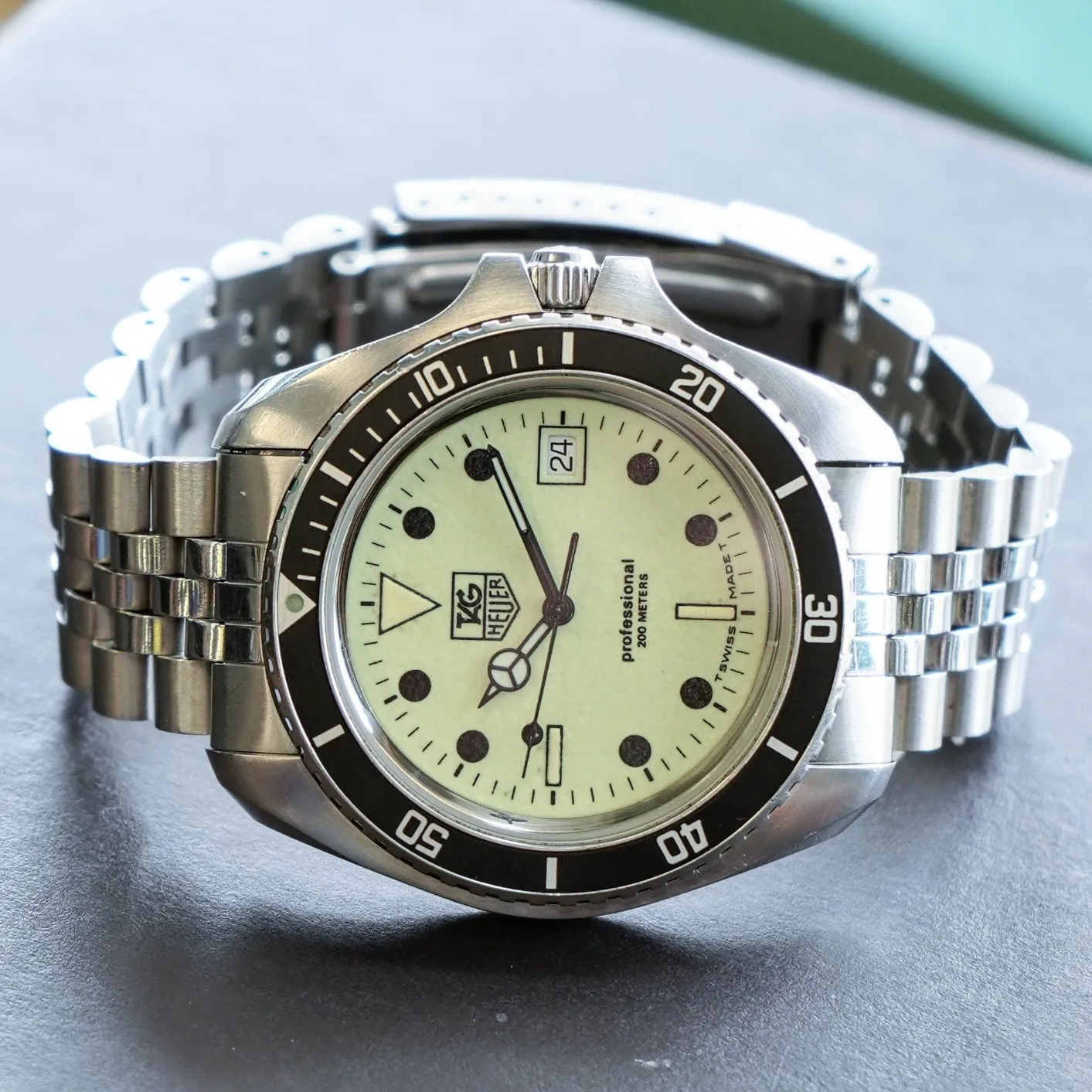 Vintage TAG HUER 1000 Night Diver Watch 42mm 980.032N Jumbo Lume Dial - Original Bracelet - Double Box!