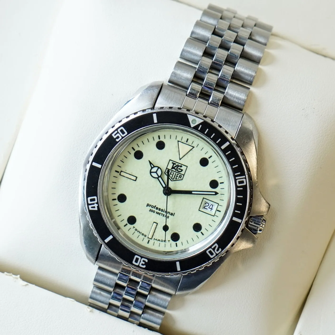 Vintage TAG HUER 1000 Night Diver Watch 42mm 980.032N Jumbo Lume Dial - Original Bracelet - Double Box!