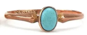 Vintage/Antique Jewellery - 9ct Rose Gold Turquoise Cabochon Ladies  Ring UK Ring Size L