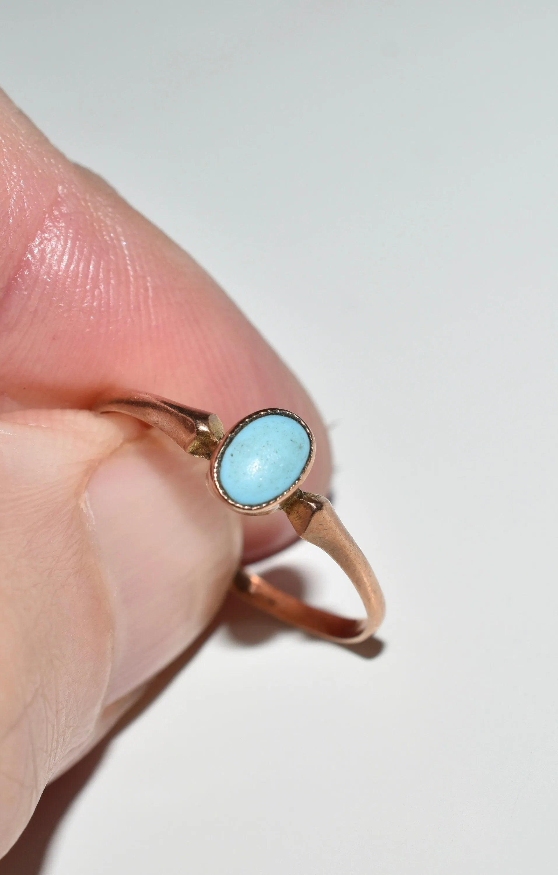 Vintage/Antique Jewellery - 9ct Rose Gold Turquoise Cabochon Ladies  Ring UK Ring Size L