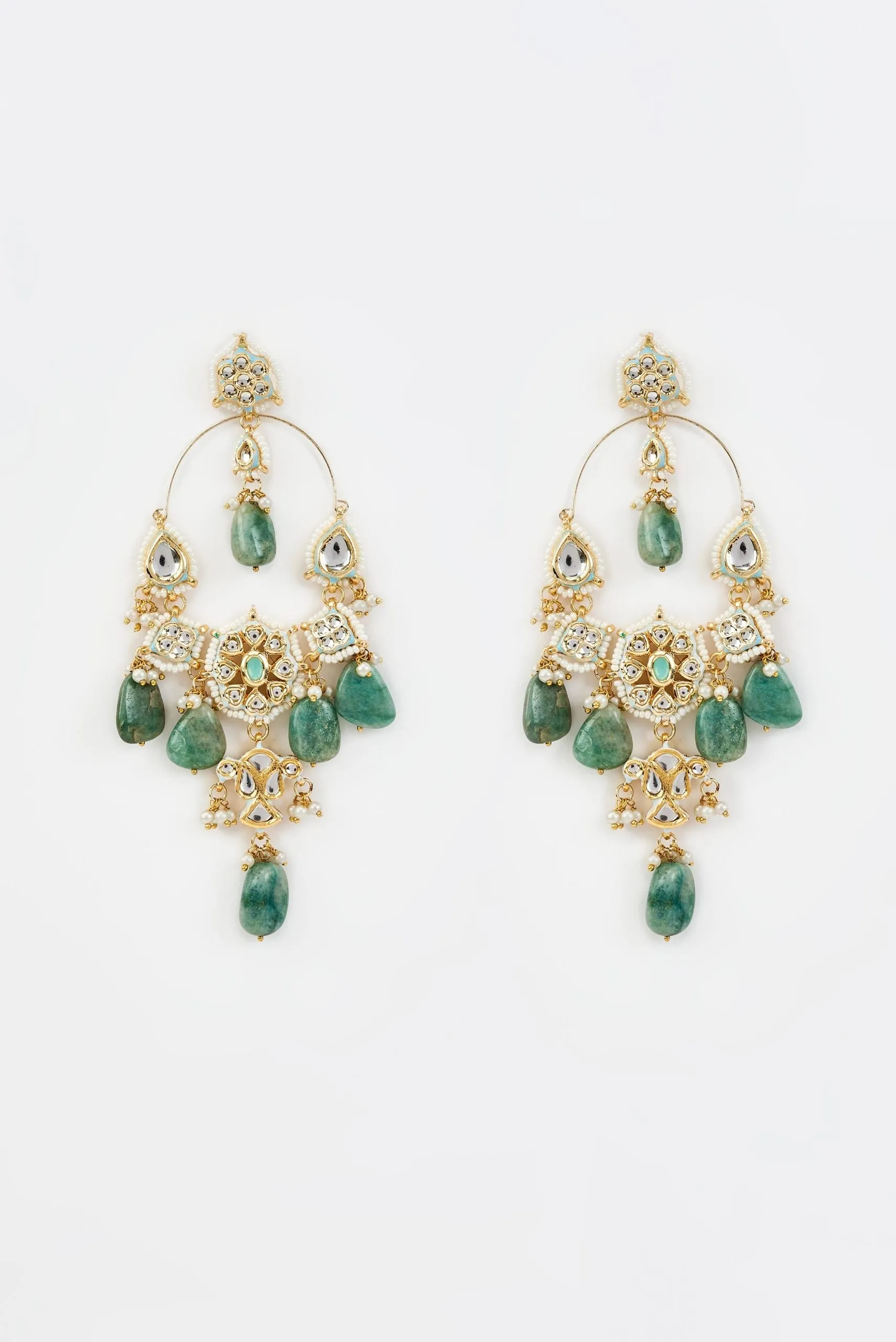 vivinia BY VIDHI MEHRA Saadgi Gold Plated Green Kundan, Polki Womens Pair of Danglers Earrings (Freesize)
