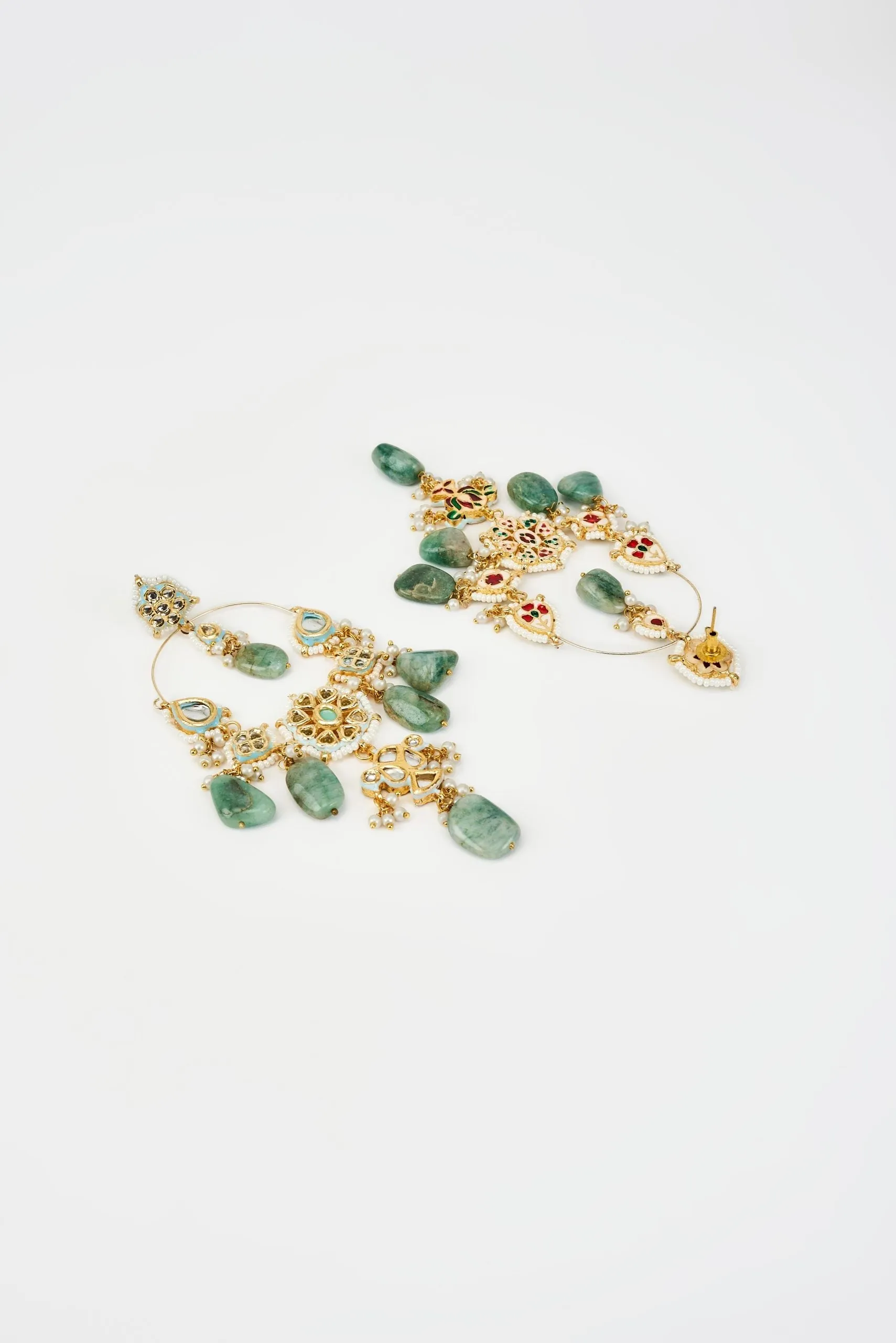 vivinia BY VIDHI MEHRA Saadgi Gold Plated Green Kundan, Polki Womens Pair of Danglers Earrings (Freesize)