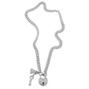 Von Treskow S/S Heavy Curb Necklace with Australian Padlock & Key 42cm