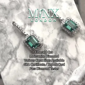 VVS1 Green Moissanite Diamond Earrings | Moissanite Diamond Earrings | Green Emerald Earrings | Moissanite Earrings | Emerald Earrings