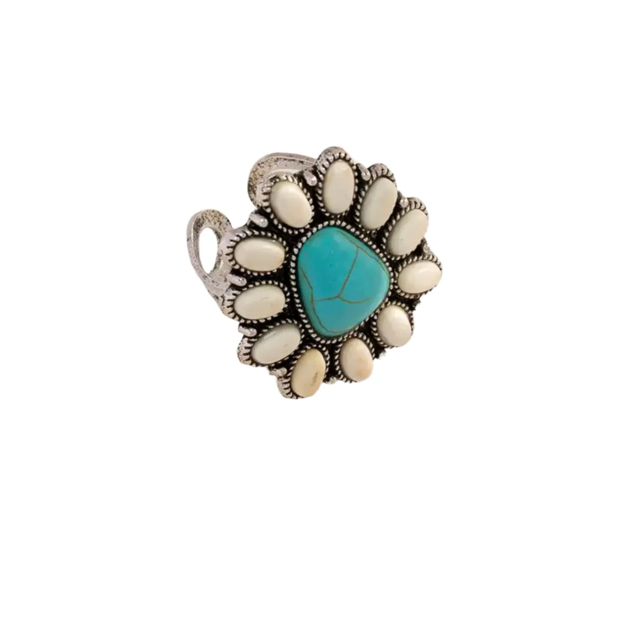 White Blue Turquoise Triangle Ring