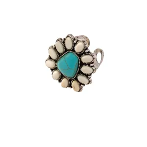 White Blue Turquoise Triangle Ring