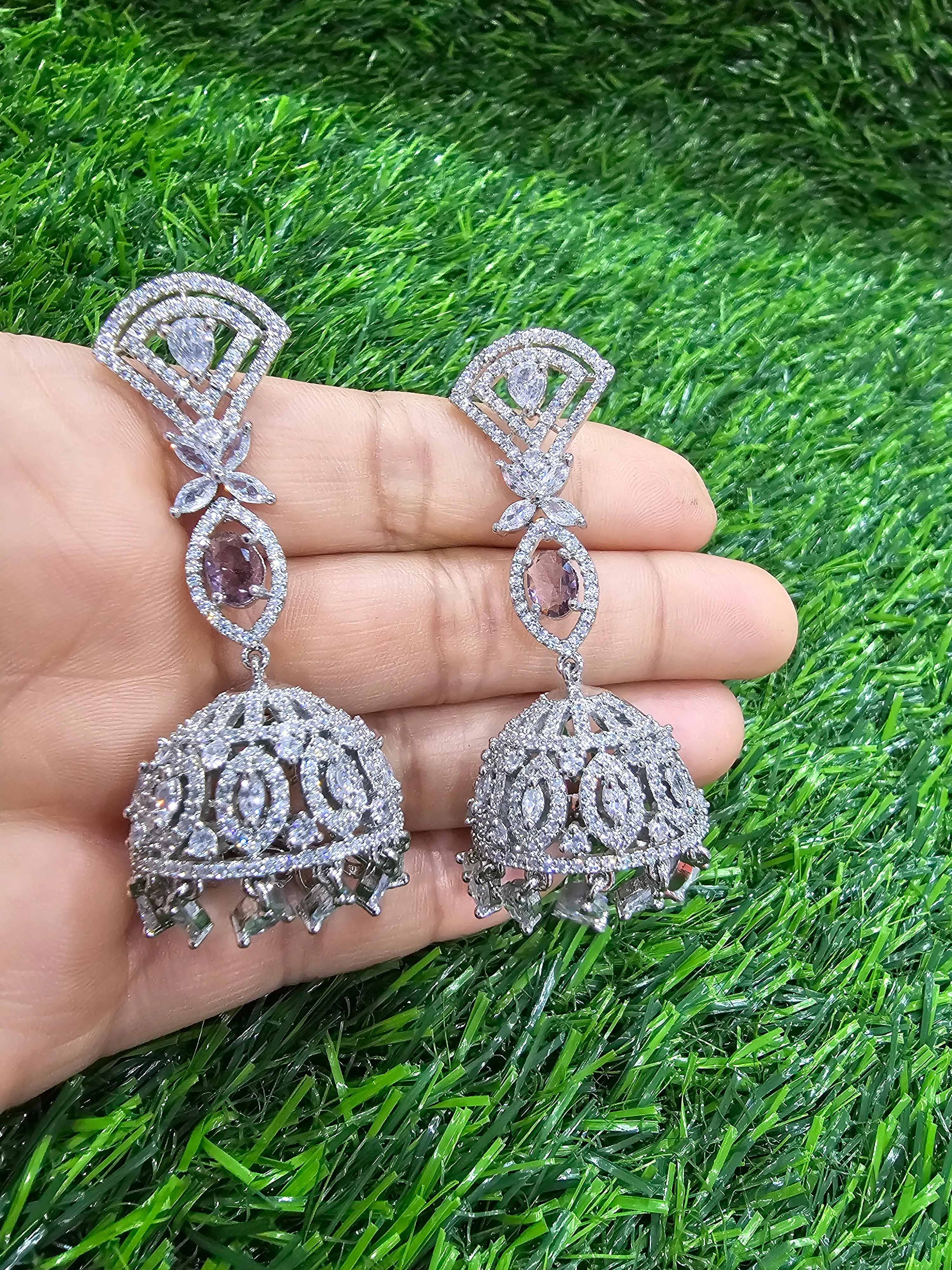 White polished CZ Earrings