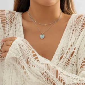 White Resin & Silver-Plated Cherry Heart Pendant Necklace